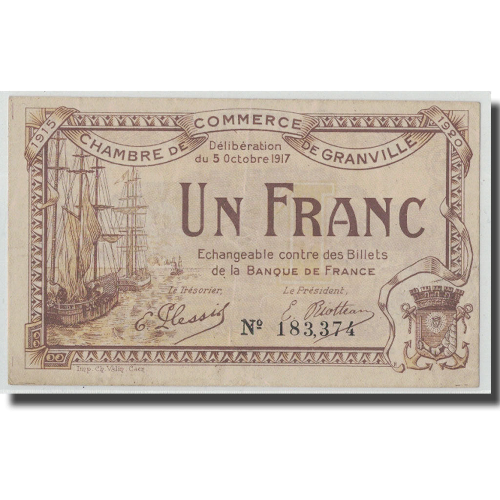 France, Granville, 1 Franc, 1917, EF(40-45), Pirot:60-13
