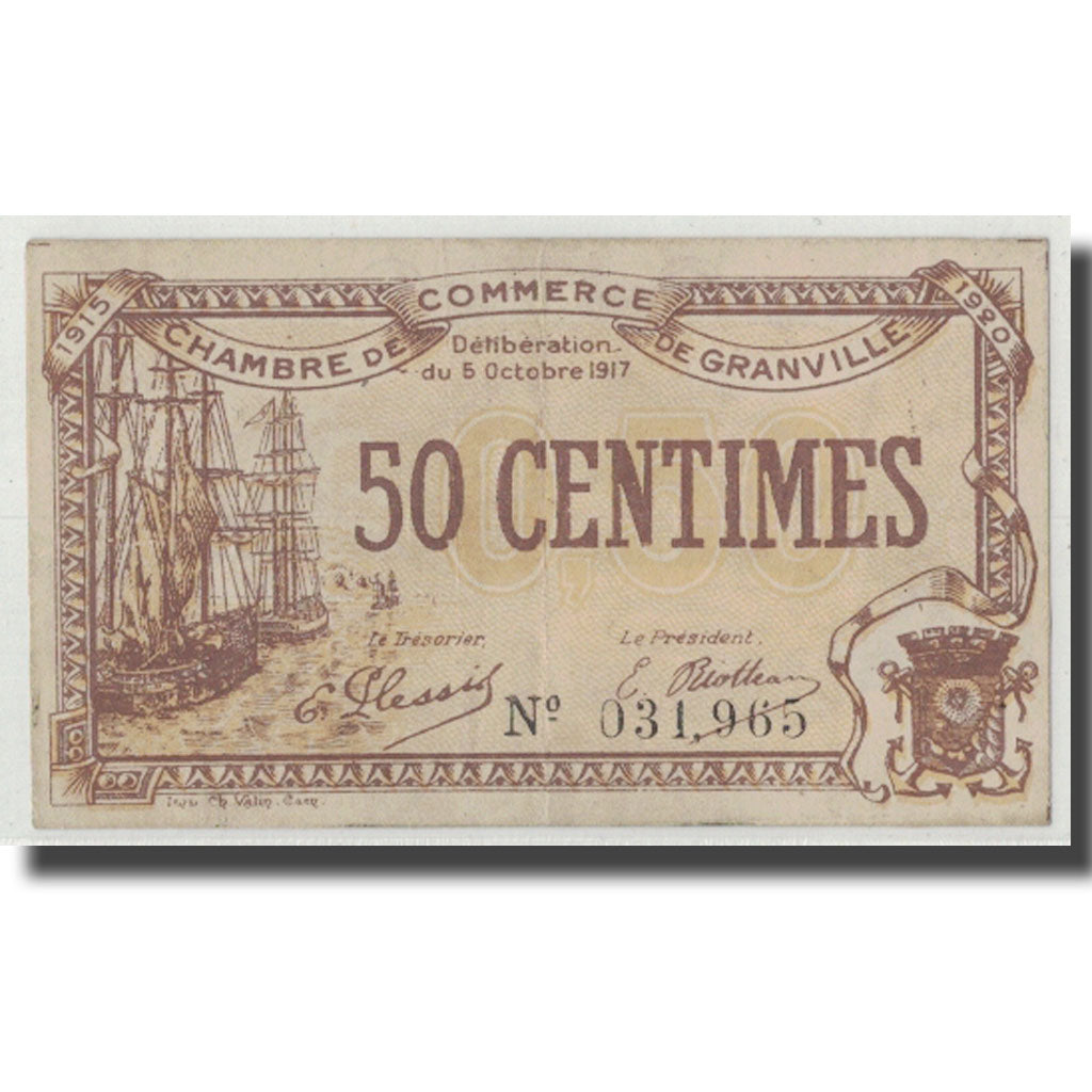 France, Granville, 50 Centimes, 1917, TTB, Pirot:60-11