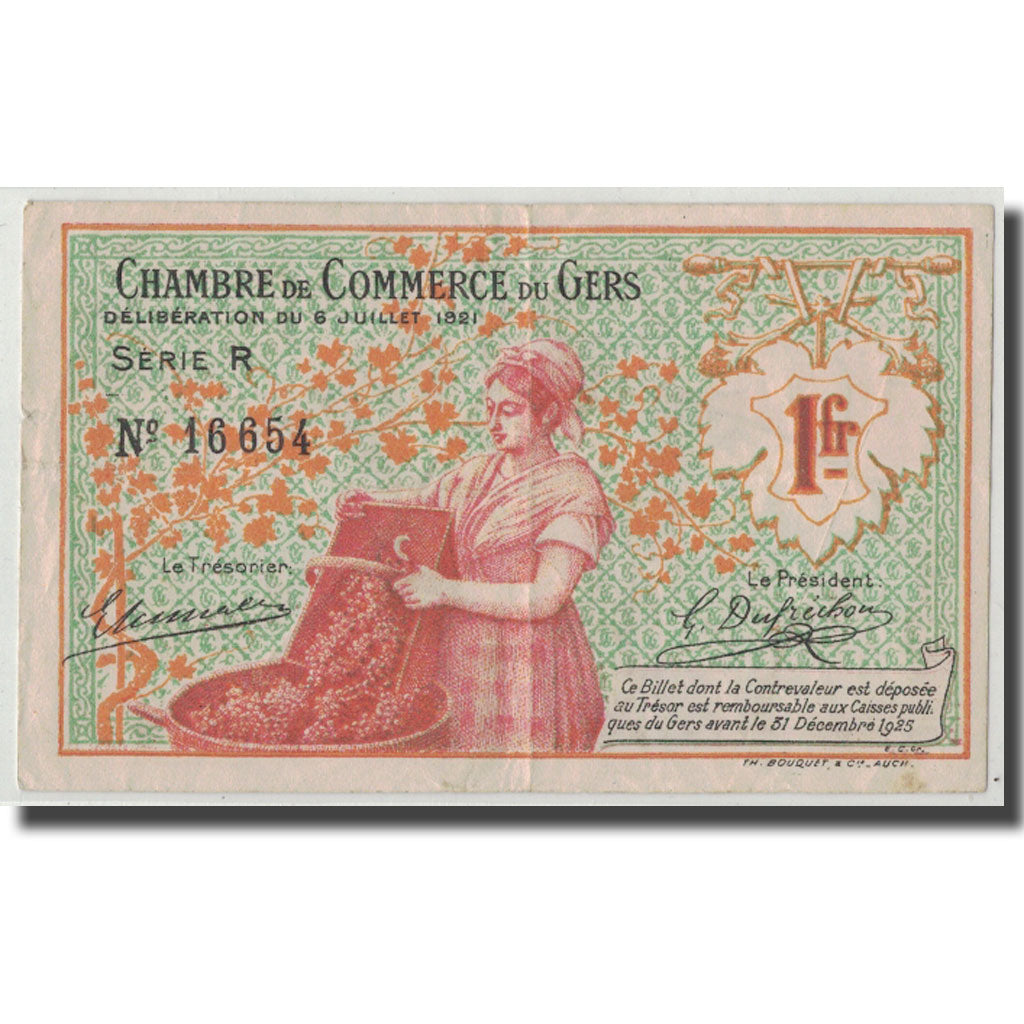 France, Gers, 1 Franc, 1921, VF(30-35), Pirot:15-33