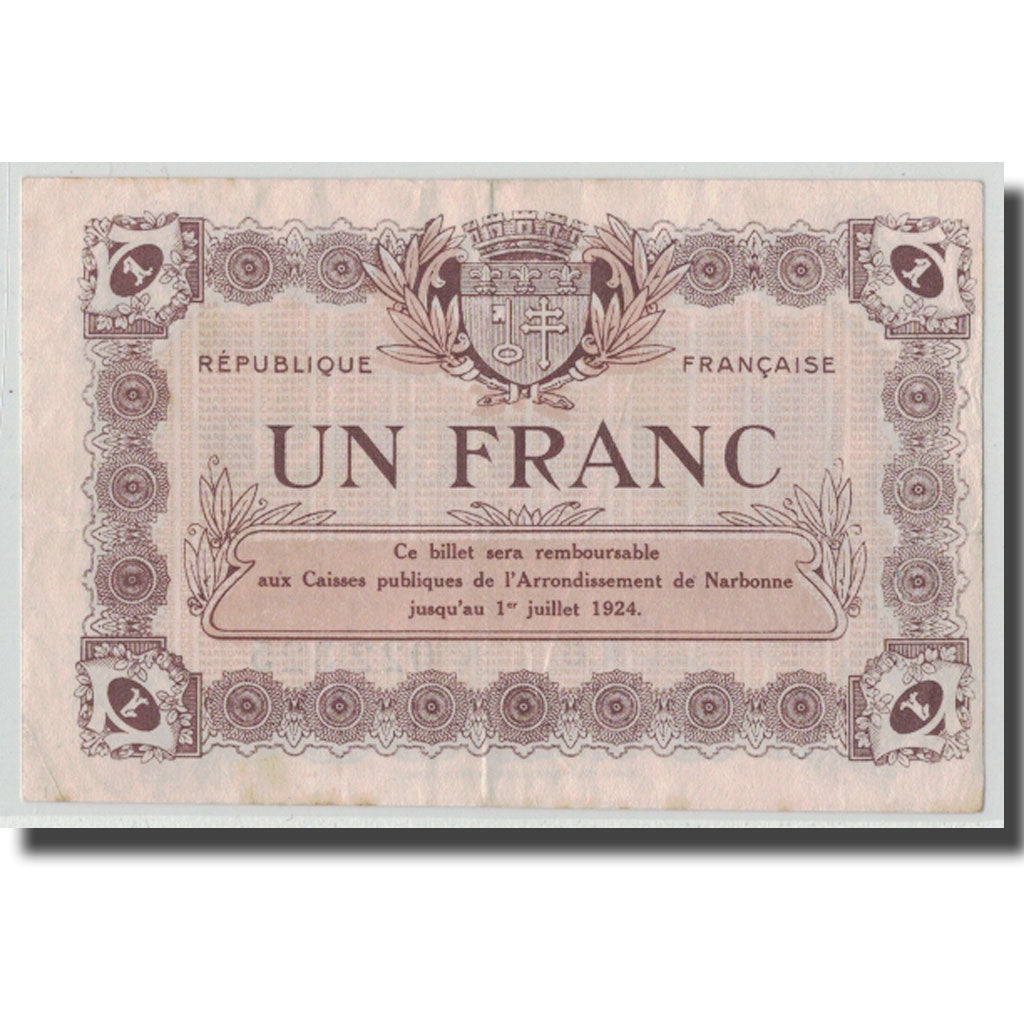 France, Narbonne, 1 Franc, 1921, AU(50-53), Pirot:89-21