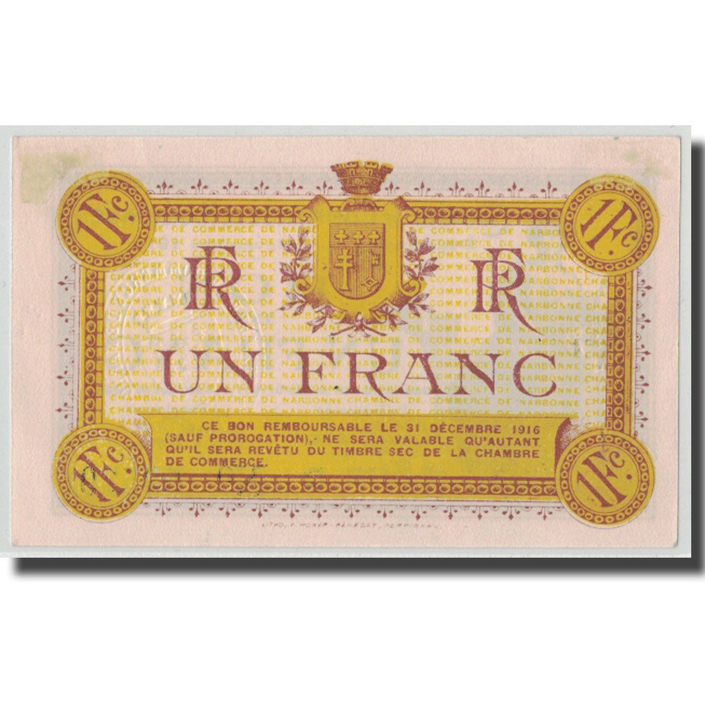 France, Narbonne, 1 Franc, 1915, UNC(65-70), Pirot:89-6