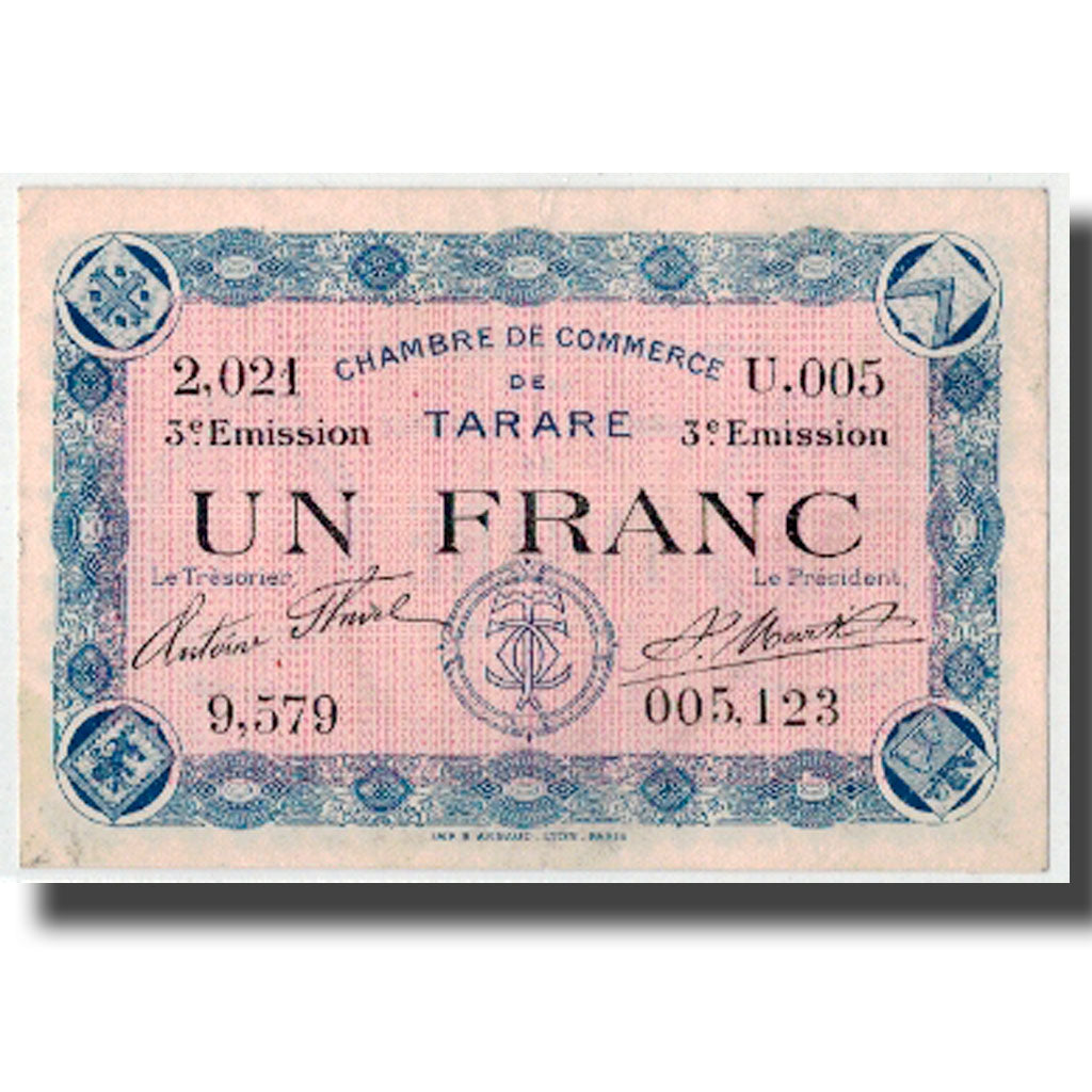 France, Tarare, 1 Franc, 1920, NEUF, Pirot:119-27