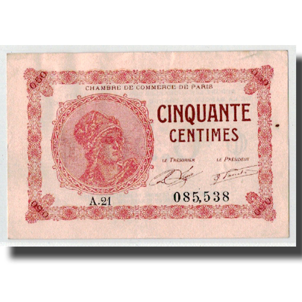 France, Paris, 50 Centimes, 1920, AU(50-53), Pirot:97-10