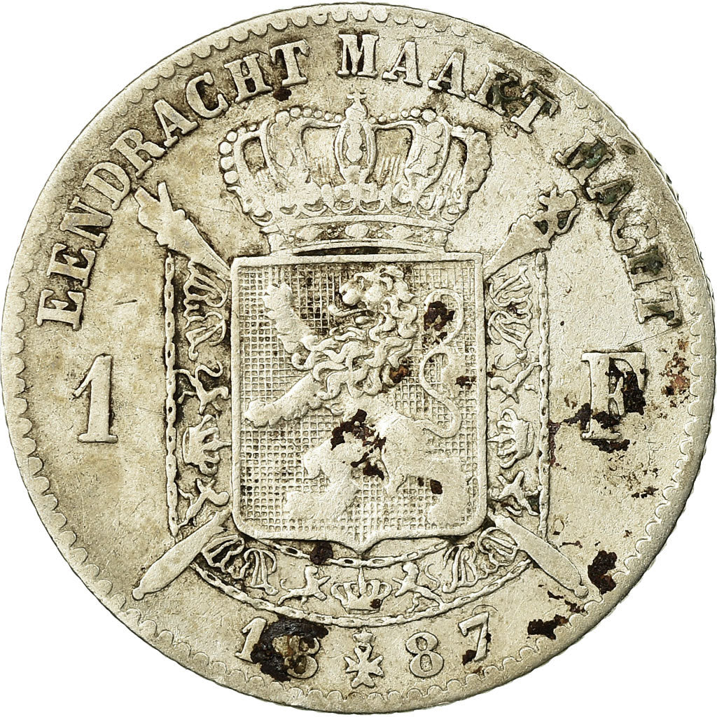 Coin, Belgium, Leopold II, Franc, 1887, VF(20-25), Silver, KM:29.1