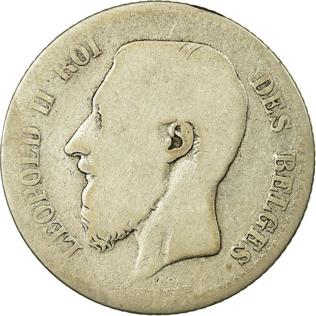 Coin, Belgium, Leopold II, Franc, 1866, VG(8-10), Silver, KM:28.1