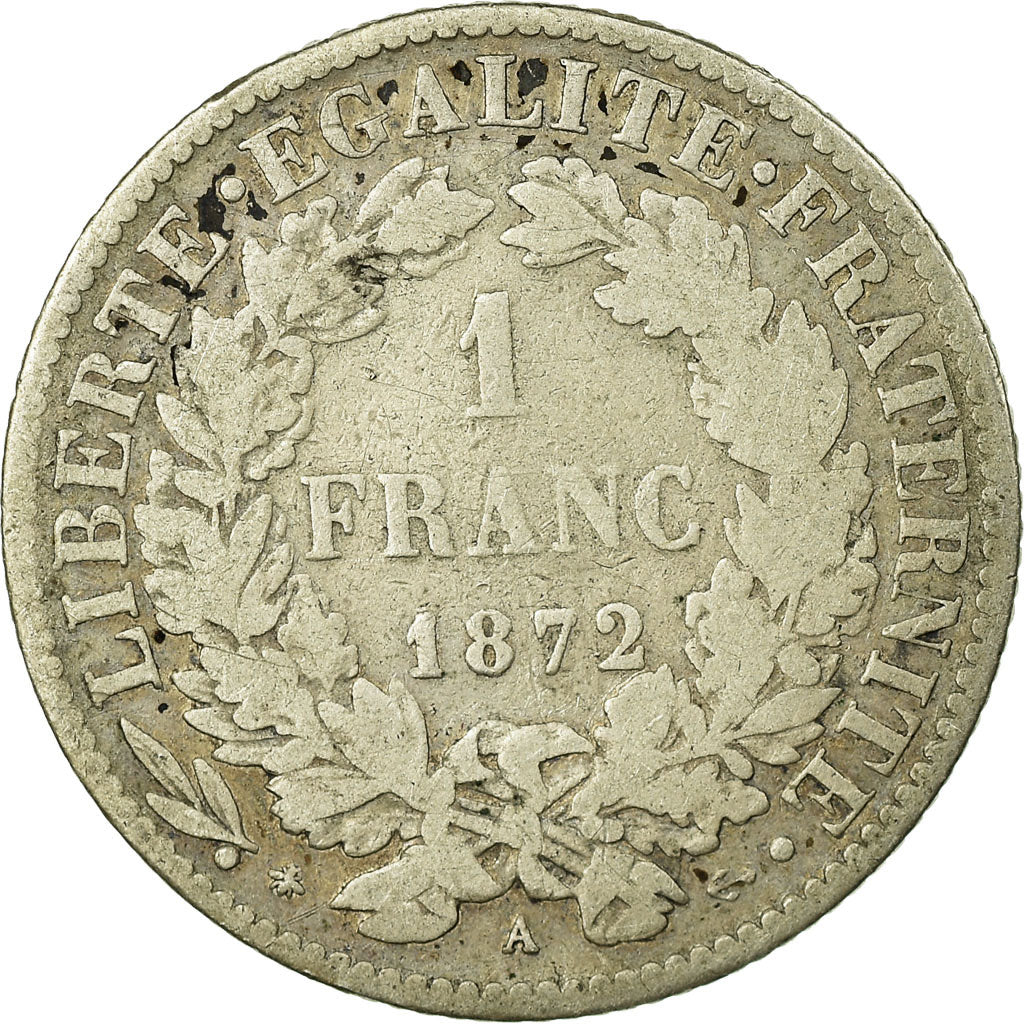 Münze, Frankreich, Cérès, Franc, 1872, Paris, S, Silber, KM:822.1