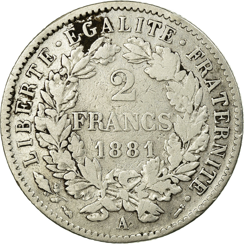 Monnaie, France, Cérès, 2 Francs, 1881, Paris, TB+, Argent, Gadoury:530a