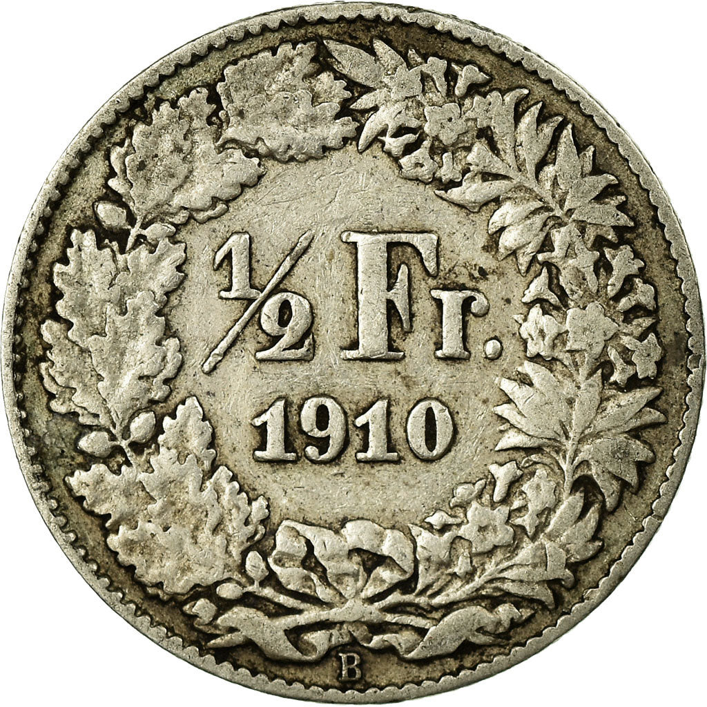 Coin, Switzerland, 1/2 Franc, 1910, Bern, VF(30-35), Silver, KM:23