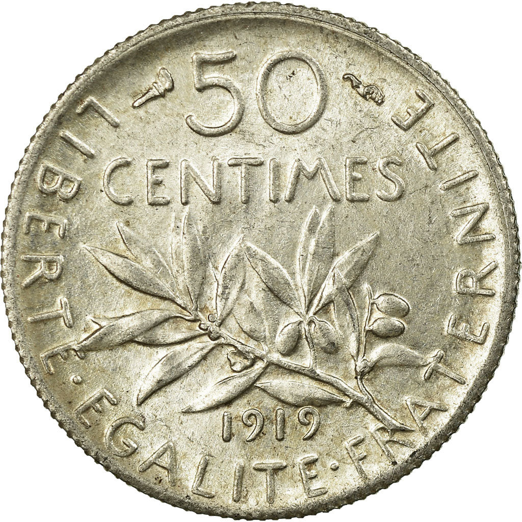 Coin, France, Semeuse, 50 Centimes, 1919, Paris, MS(63), Silver, KM:854