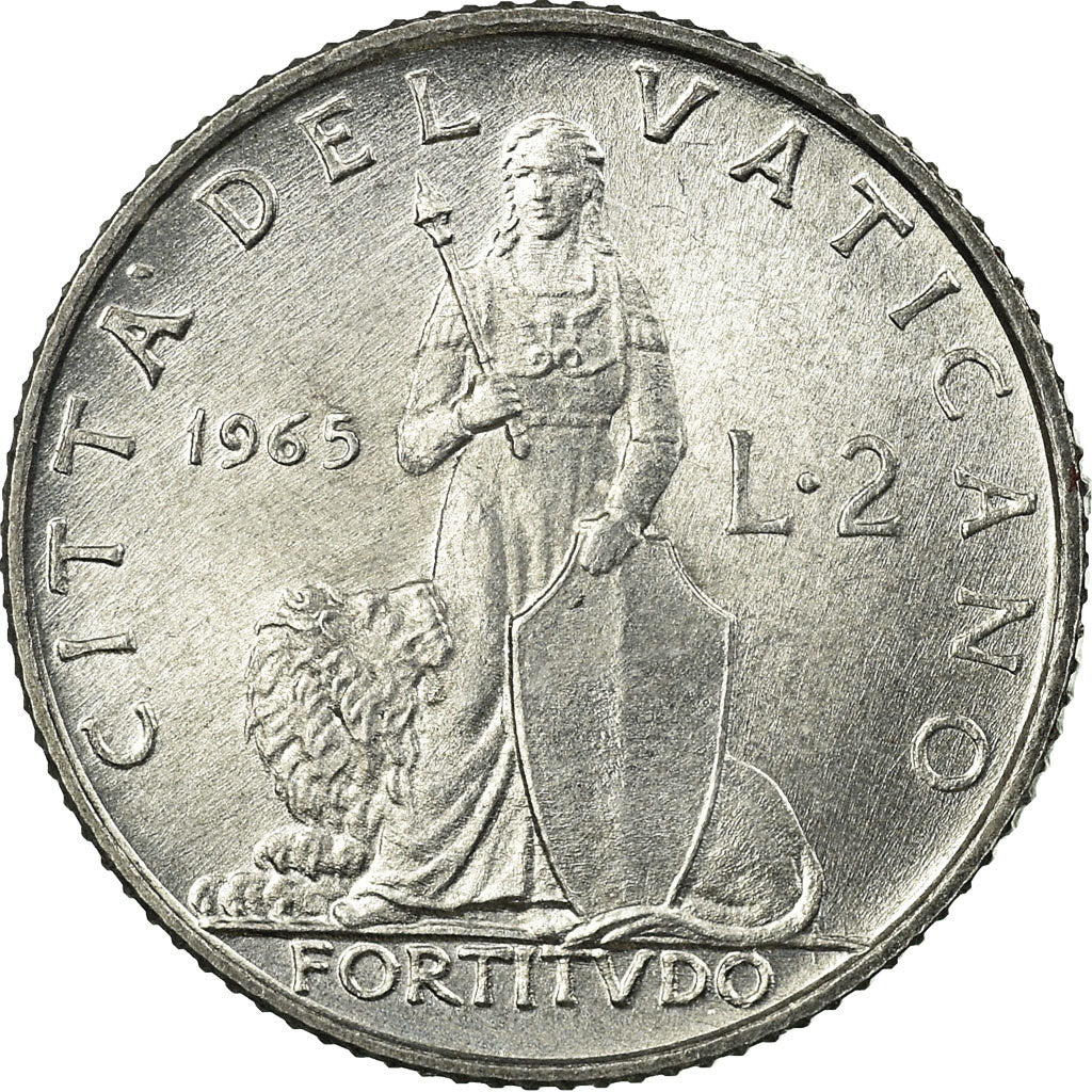 Coin, VATICAN CITY, Paul VI, 2 Lire, 1965, MS(64), Aluminum, KM:77.2