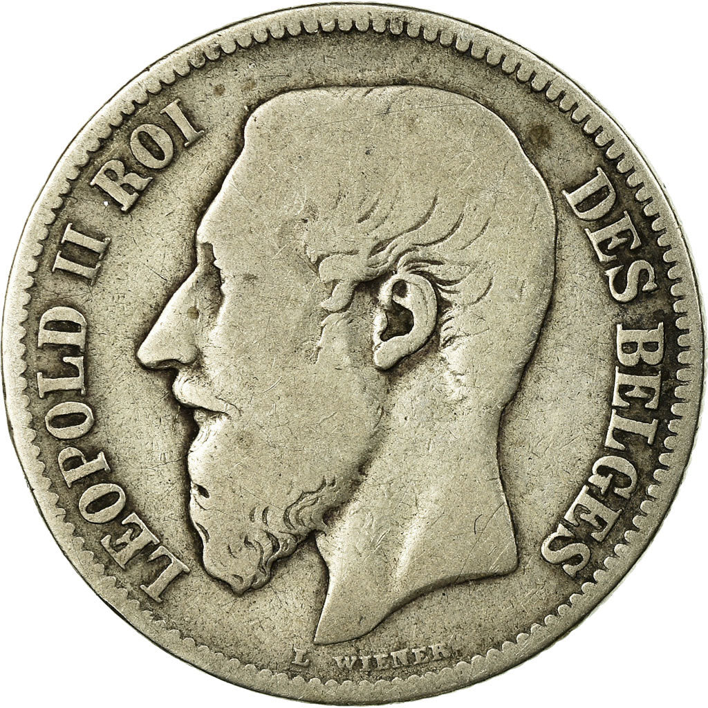 Coin, Belgium, Leopold II, 2 Francs, 2 Frank, 1867, F(12-15), Silver, KM:30.1