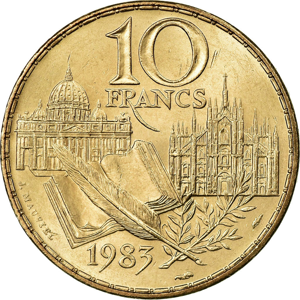 Coin, France, Stendhal, 10 Francs, 1983, AU(55-58), Nickel-Bronze, KM:953