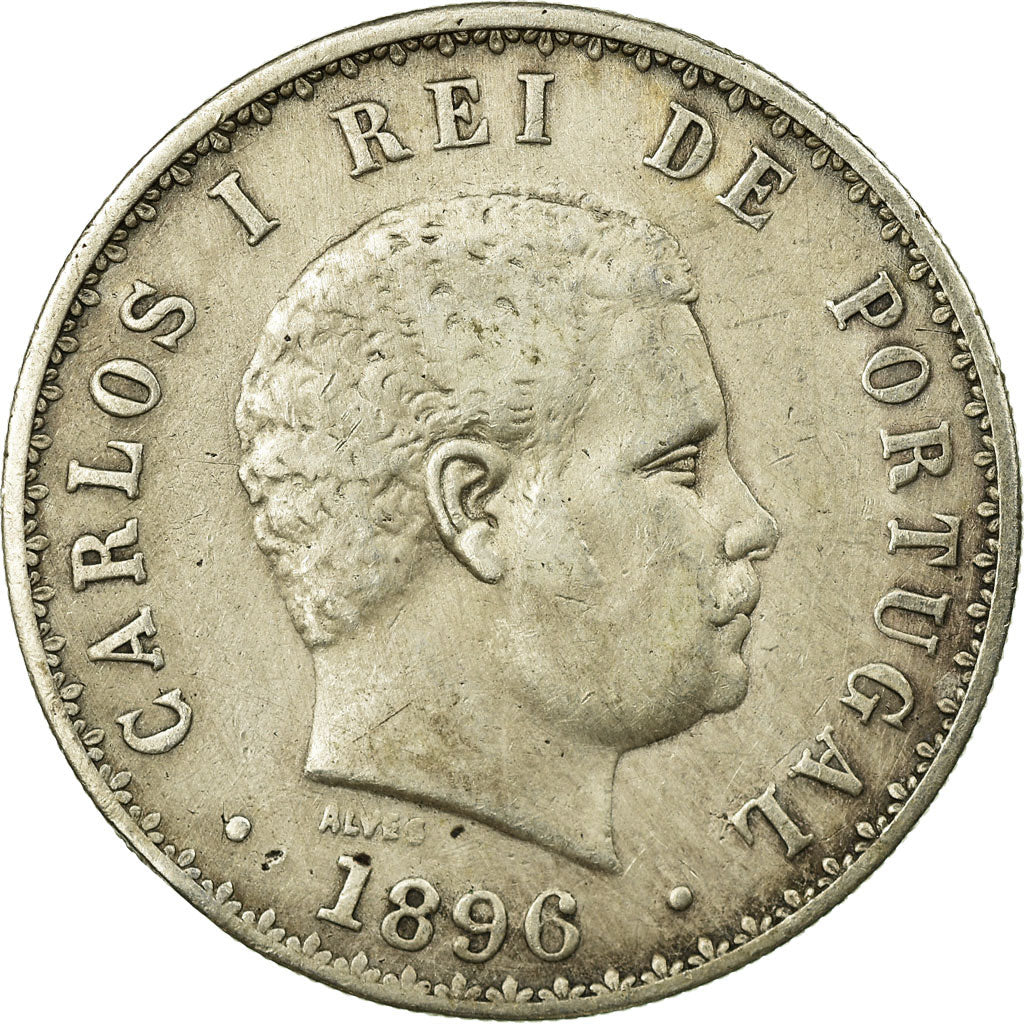 Moneta, Portogallo, Carlos I, 500 Reis, 1896, MB+, Argento, KM:535