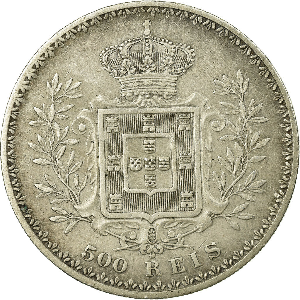 Moneta, Portogallo, Carlos I, 500 Reis, 1896, MB+, Argento, KM:535