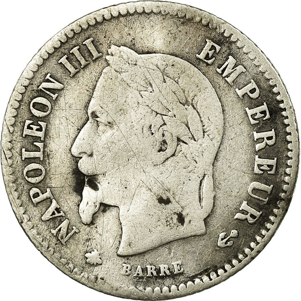 Moneda, Francia, Napoleon III, Napoléon III, 20 Centimes, 1867, Paris, BC