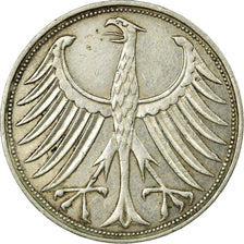 Coin, GERMANY - FEDERAL REPUBLIC, 5 Mark, 1957, Hambourg, EF(40-45), Silver