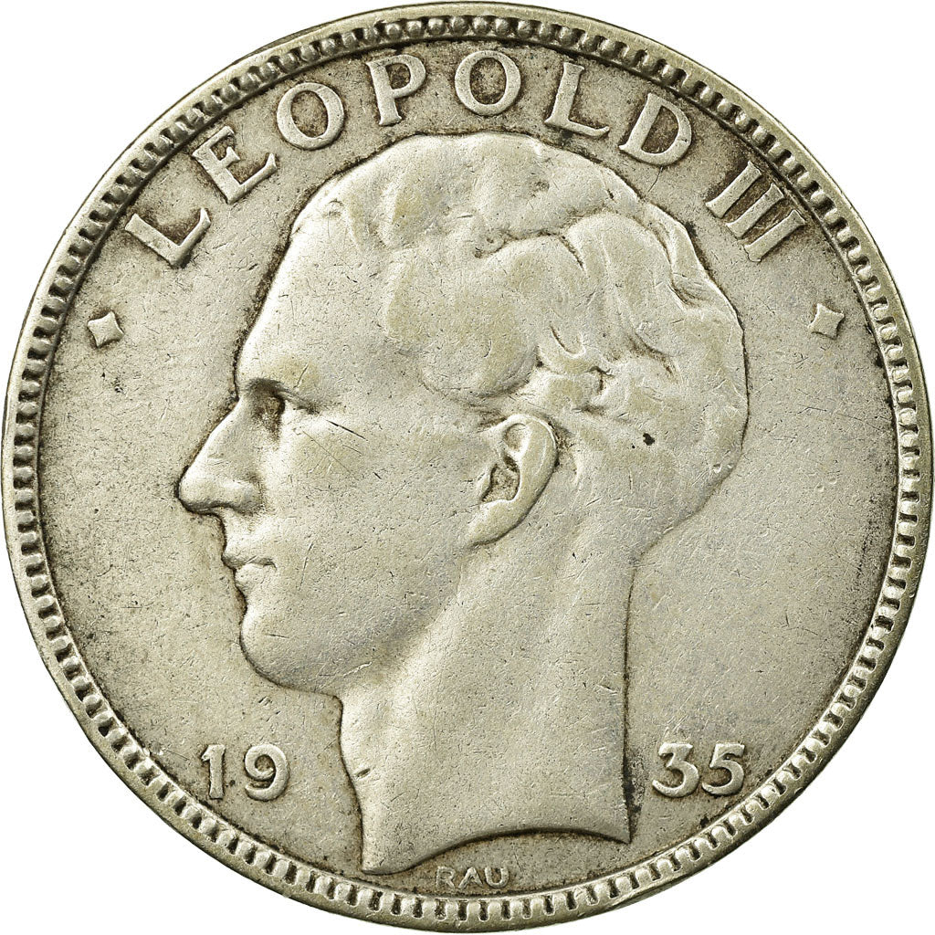 Coin, Belgium, 20 Francs, 20 Frank, 1935, EF(40-45), Silver, KM:105