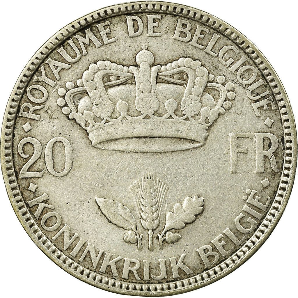 Coin, Belgium, 20 Francs, 20 Frank, 1935, EF(40-45), Silver, KM:105