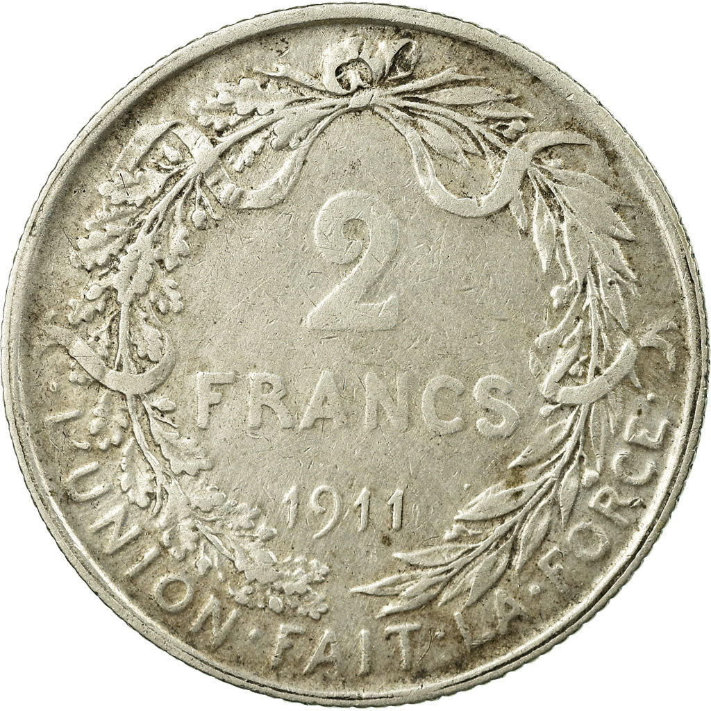 Coin, Belgium, 2 Francs, 2 Frank, 1911, VF(20-25), Silver, KM:74