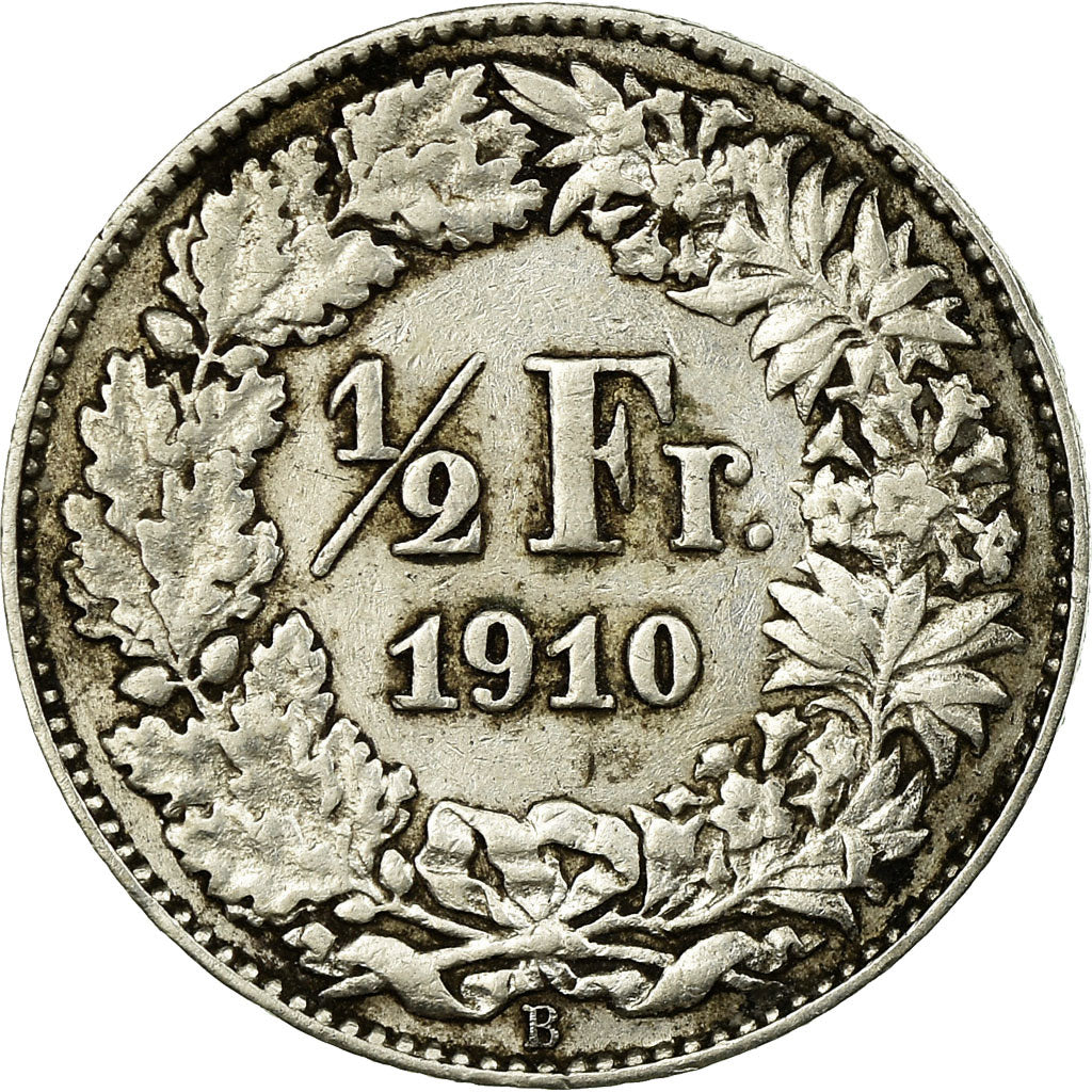 Coin, Switzerland, 1/2 Franc, 1910, Bern, EF(40-45), Silver, KM:23