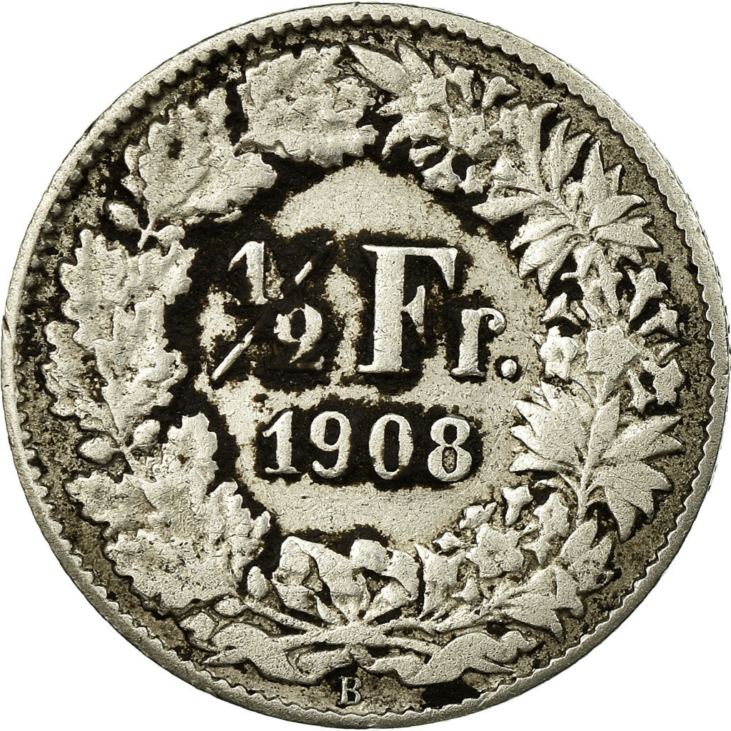 Monnaie, Suisse, 1/2 Franc, 1908, Bern, TB, Argent, KM:23