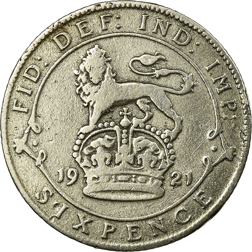 Coin, Great Britain, George V, 6 Pence, 1921, VF(30-35), Silver, KM:815a.1