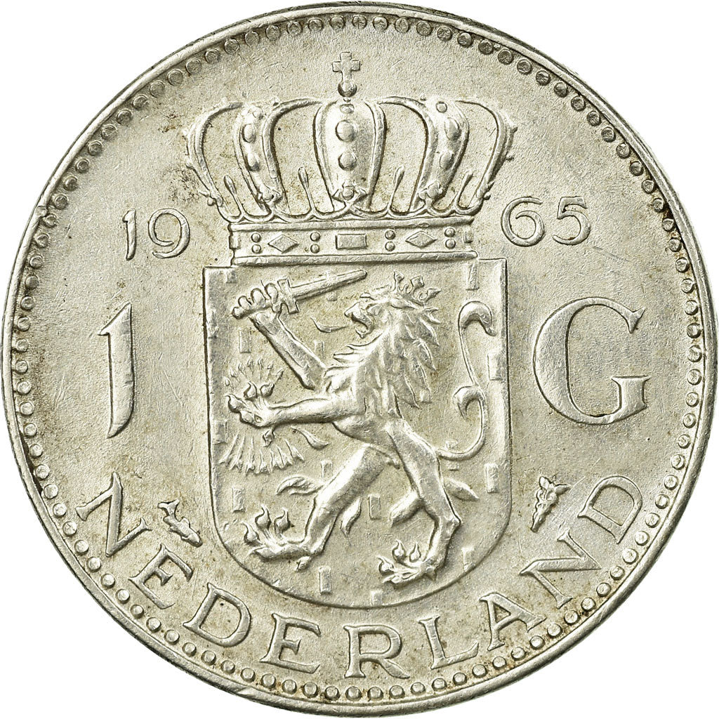 Munten, Nederland, Juliana, Gulden, 1965, ZF, Zilver, KM:184