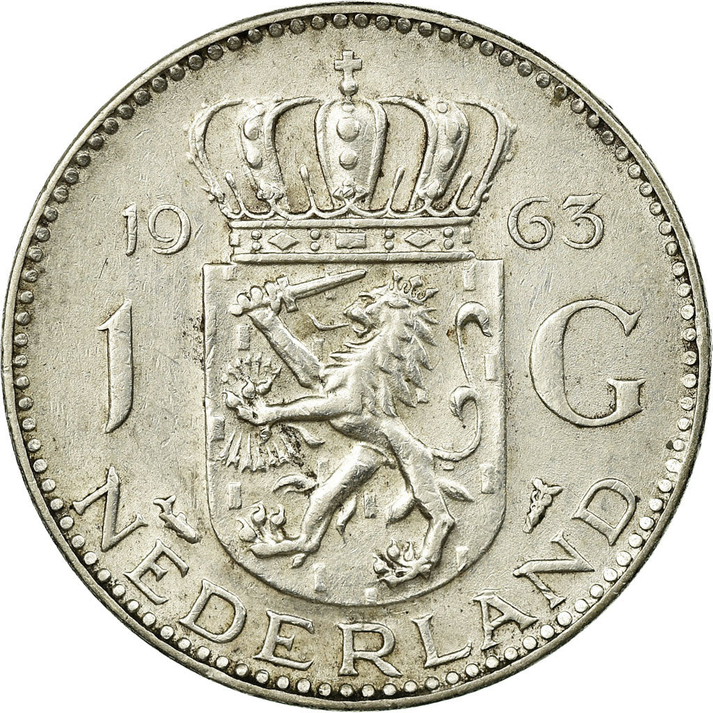 Coin, Netherlands, Juliana, Gulden, 1963, EF(40-45), Silver, KM:184