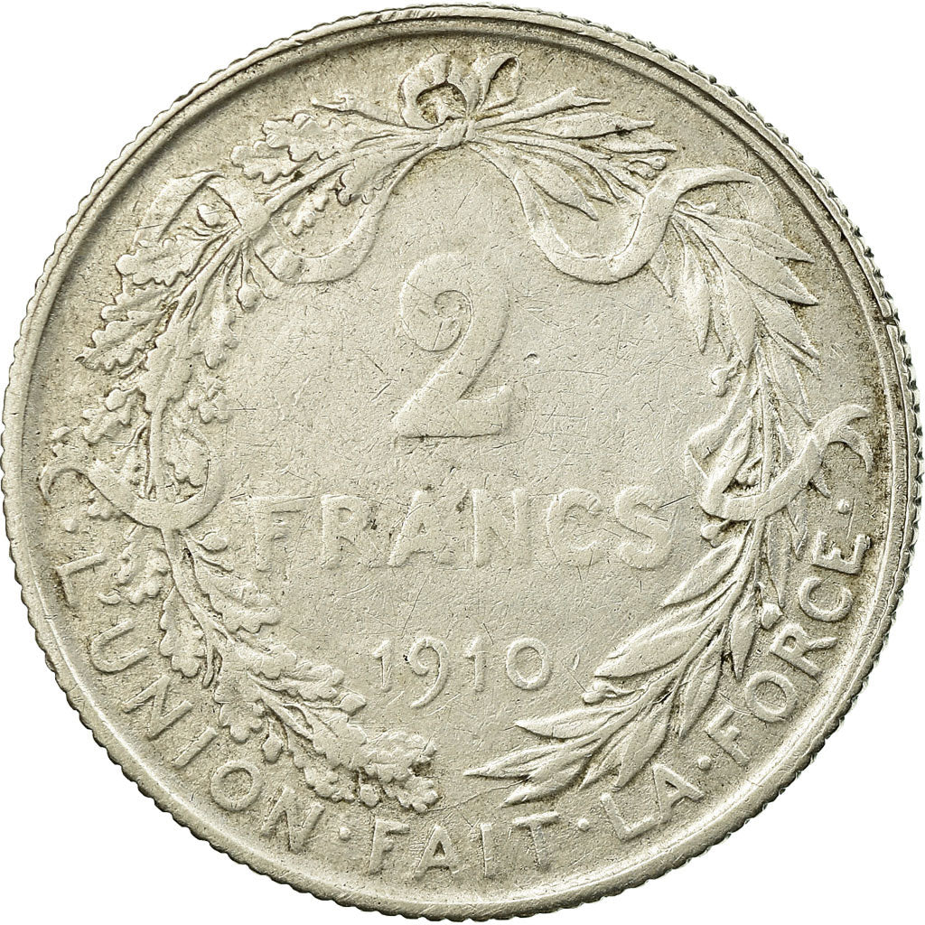 Coin, Belgium, 2 Francs, 2 Frank, 1910, VF(20-25), Silver, KM:74