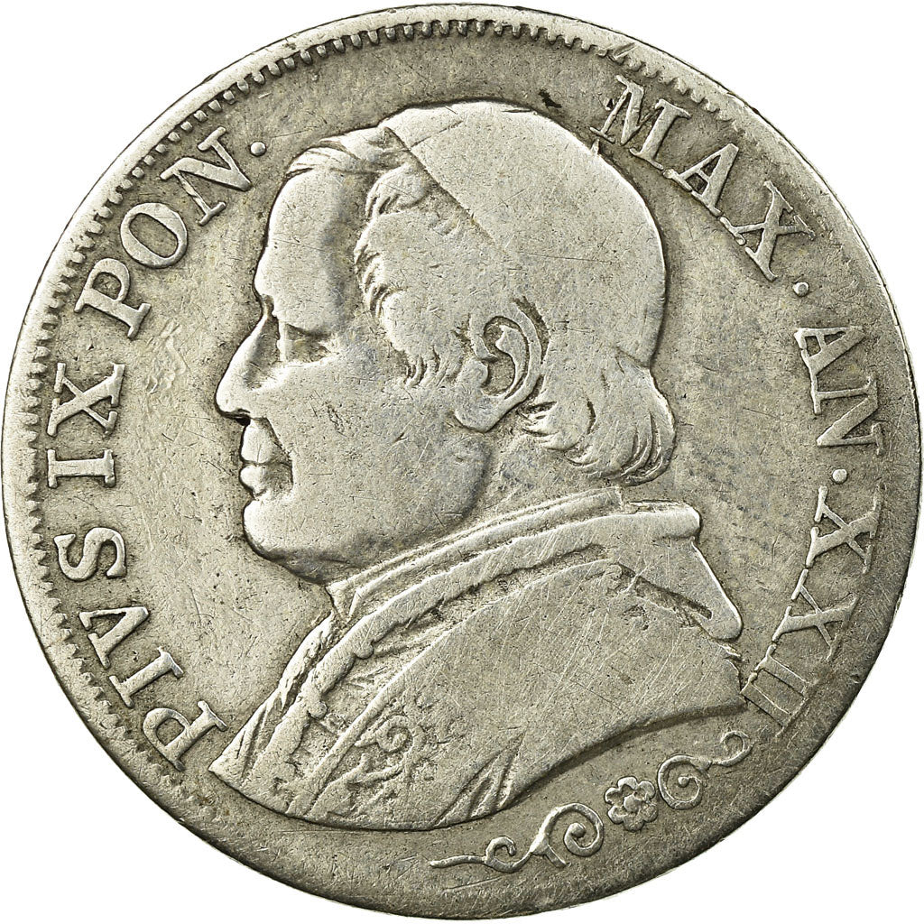 Munten, Italiaanse staten, PAPAL STATES, Pius IX, Lira, 1867, Roma, FR, Zilver