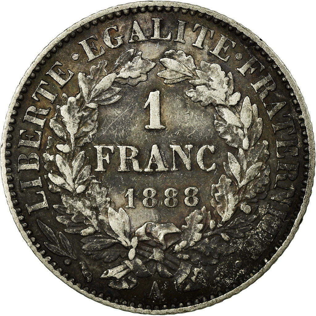 Coin, France, Cérès, Franc, 1888, Paris, EF(40-45), Silver, KM:822.1
