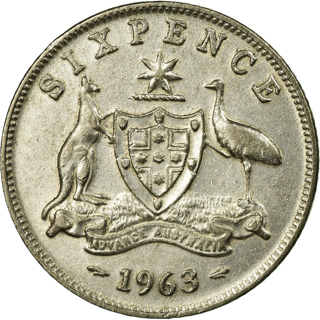 Moneda, Australia, Elizabeth II, Sixpence, 1963, Melbourne, EBC, Plata, KM:58