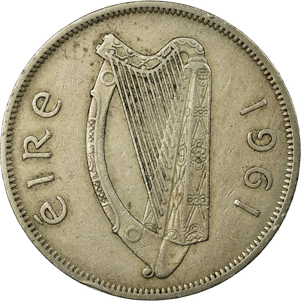Moneta, REPUBBLICA D’IRLANDA, 1/2 Crown, 1961, BB, Rame-nichel, KM:16a