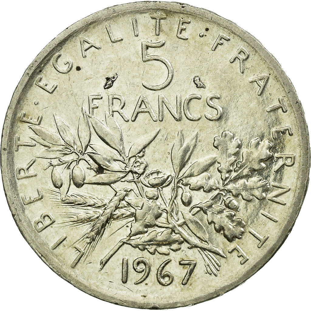 Coin, France, Semeuse, 5 Francs, 1967, AU(55-58), Silver, KM:926, Gadoury:770