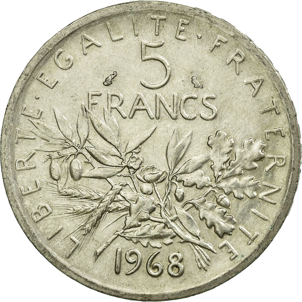 Coin, France, Semeuse, 5 Francs, 1968, AU(55-58), Silver, KM:926, Gadoury:770