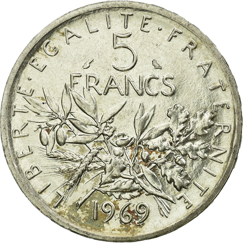Coin, France, Semeuse, 5 Francs, 1969, AU(55-58), Silver, KM:926, Gadoury:770