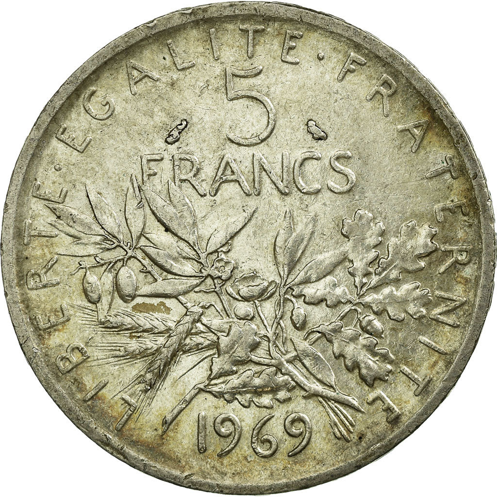 Coin, France, Semeuse, 5 Francs, 1969, EF(40-45), Silver, KM:926, Gadoury:770