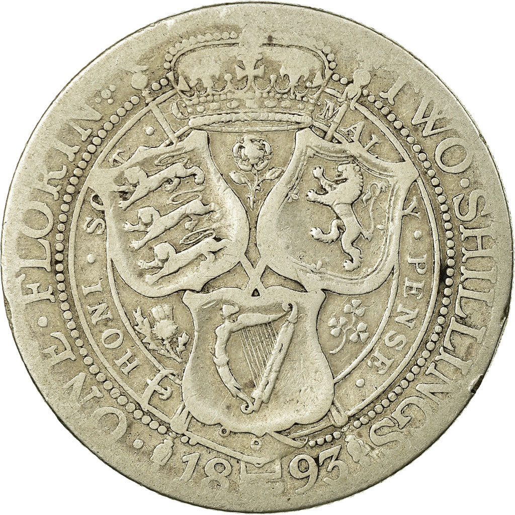 Münze, Großbritannien, Victoria, Florin, Two Shillings, 1893, London, SGE+