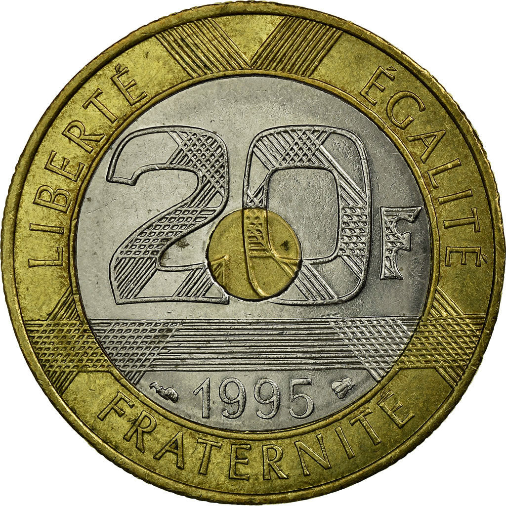 Coin, France, Mont Saint Michel, 20 Francs, 1995, EF(40-45), Tri-Metallic