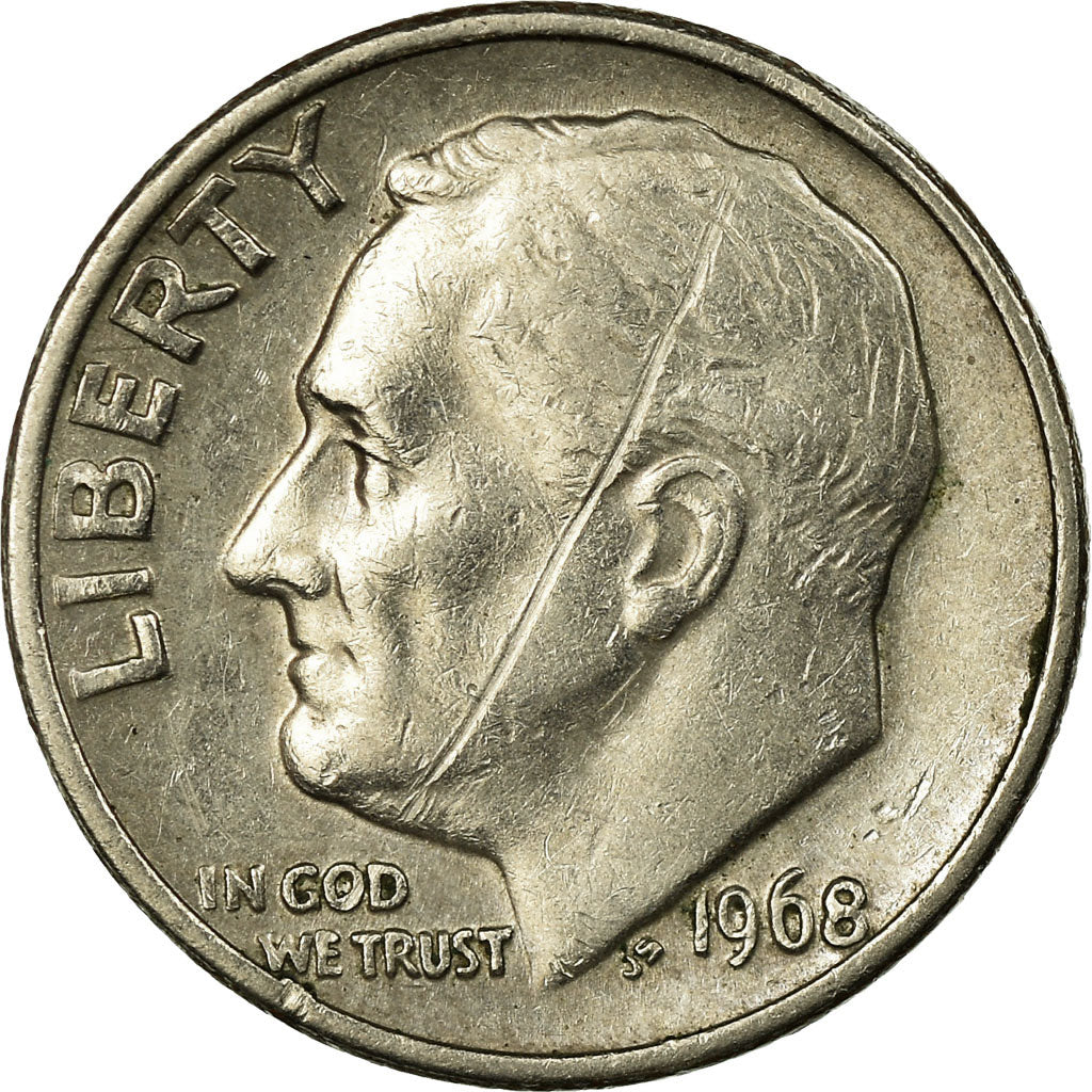 Coin, United States, Roosevelt Dime, Dime, 1968, U.S. Mint, Philadelphia
