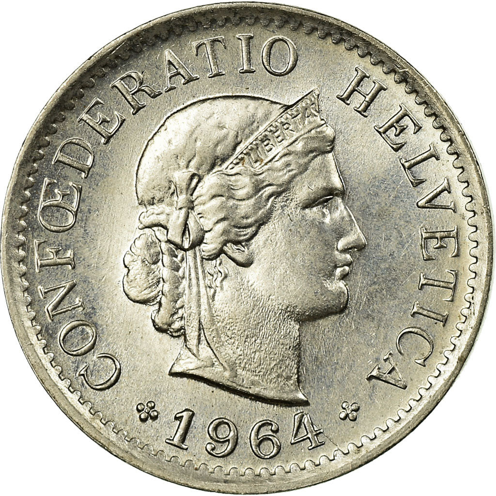 Coin, Switzerland, 5 Rappen, 1964, Bern, MS(60-62), Copper-nickel, KM:26