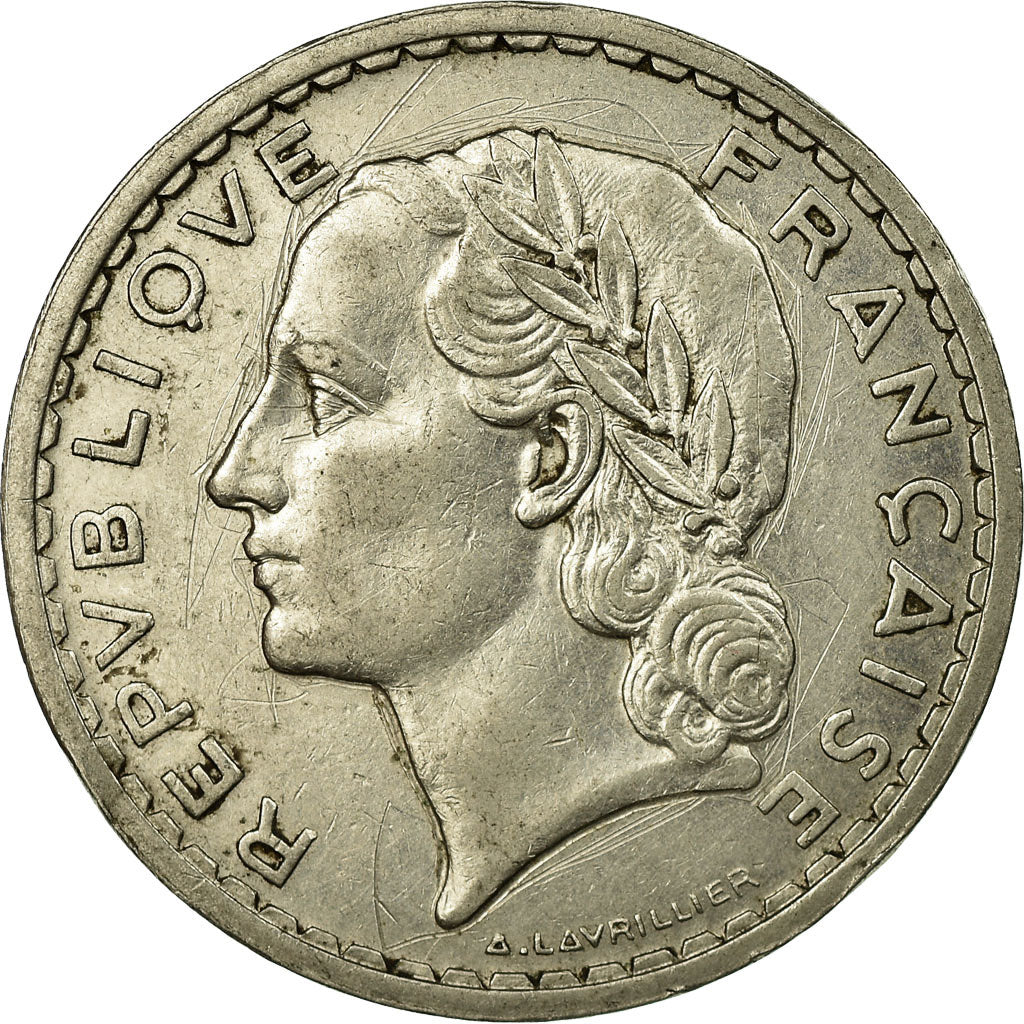 Moneda, Francia, Lavrillier, 5 Francs, 1935, Paris, MBC, Níquel, KM:888