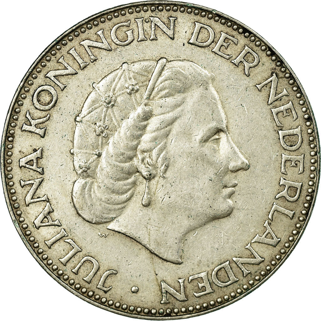 Coin, Netherlands, Juliana, 2-1/2 Gulden, 1959, EF(40-45), Silver, KM:185