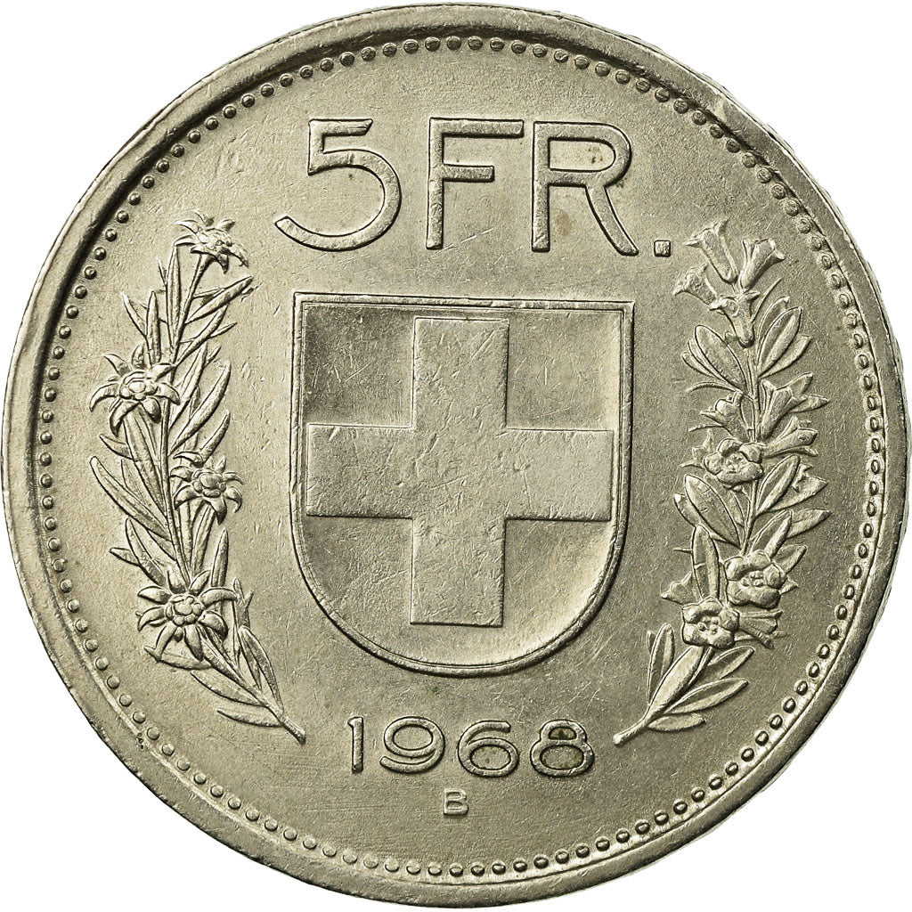 Moneta, Svizzera, 5 Francs, 1968, Bern, BB+, Rame-nichel, KM:40a.1