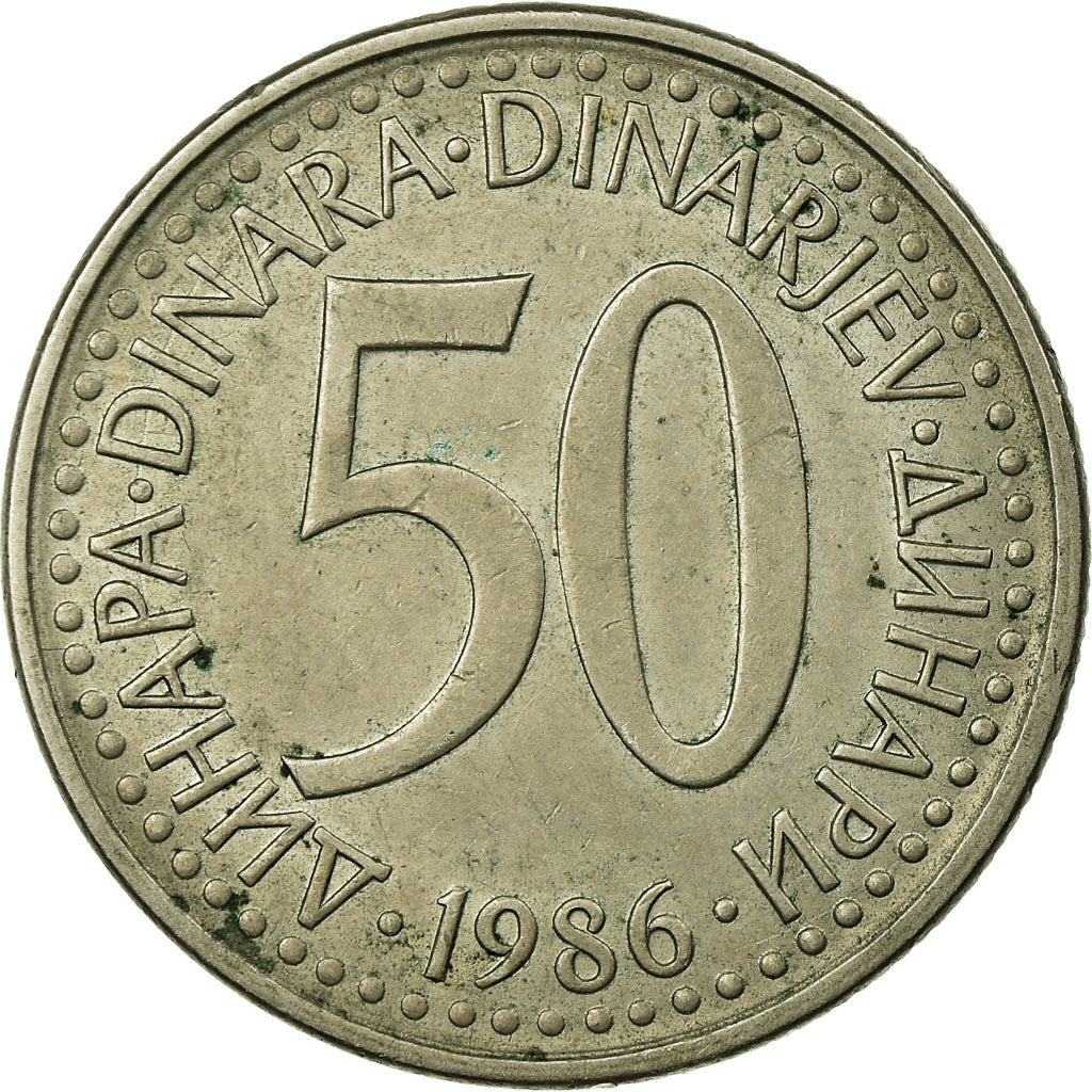 Coin, Yugoslavia, 50 Dinara, 1986, VF(30-35), Copper-Nickel-Zinc, KM:113