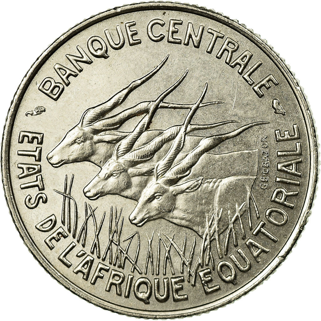 Coin, EQUATORIAL AFRICAN STATES, 100 Francs, 1967, Paris, AU(50-53), Nickel