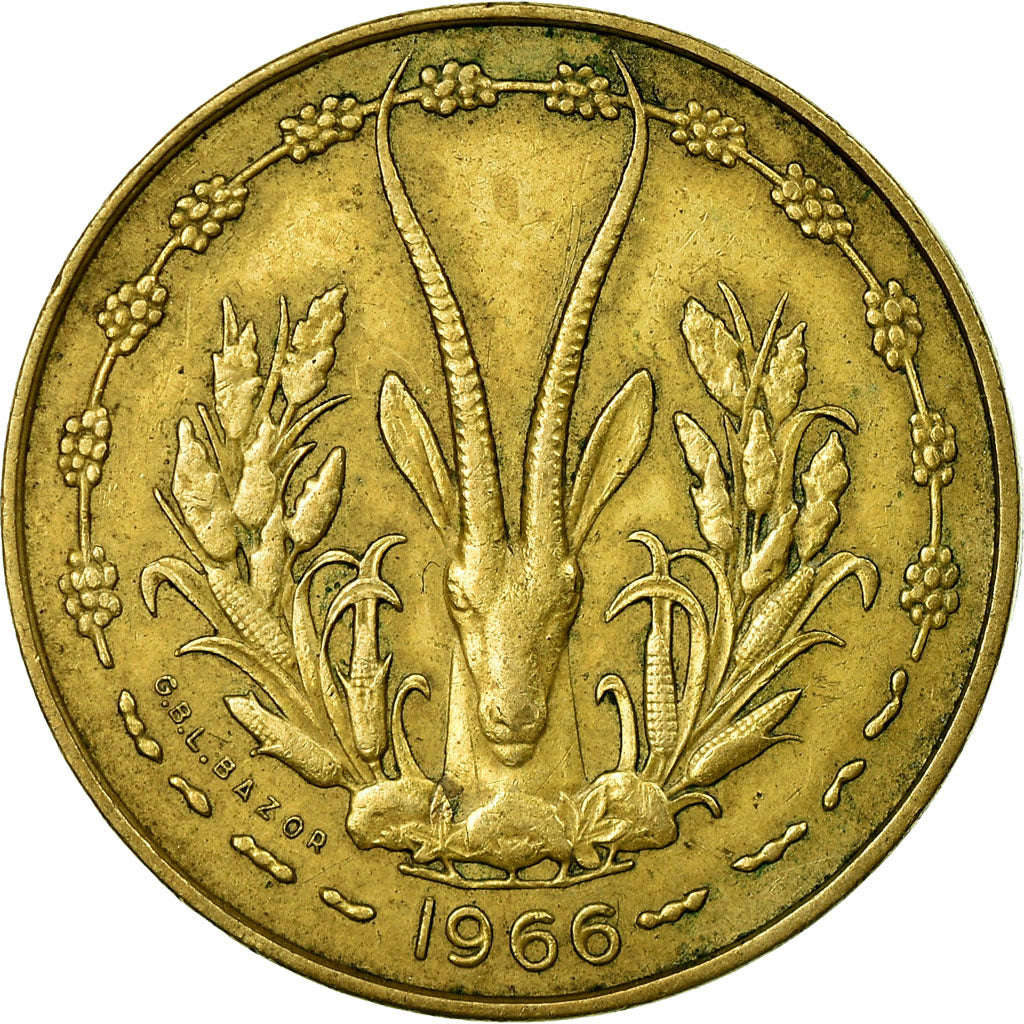 Coin, West African States, 10 Francs, 1966, EF(40-45), Aluminum-Nickel-Bronze