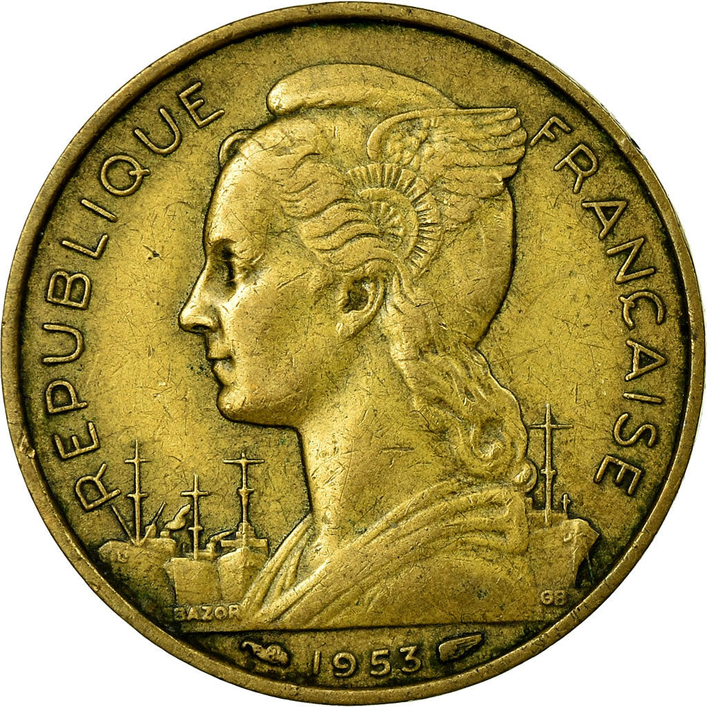 Münze, Madagascar, 20 Francs, 1953, Paris, S+, Aluminum-Bronze, KM:7