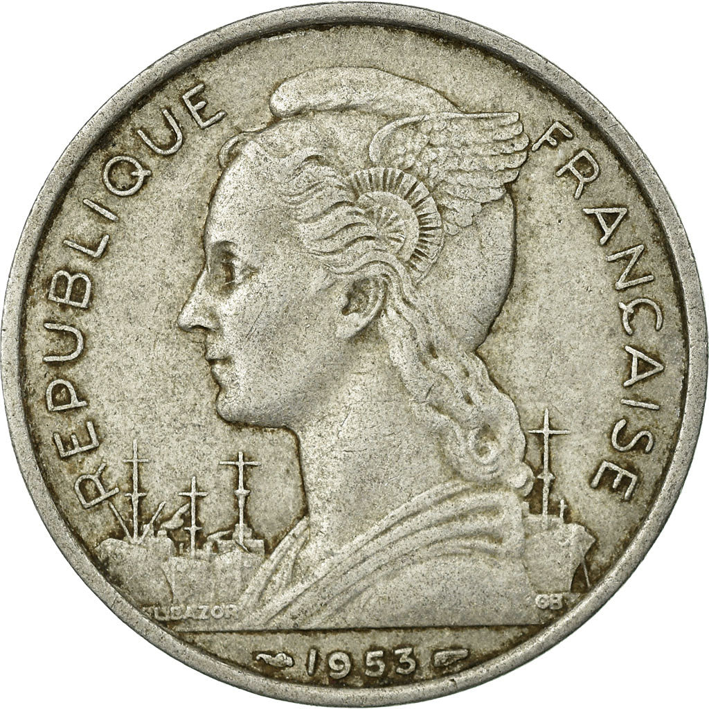 Coin, Madagascar, 5 Francs, 1953, Paris, VF(30-35), Aluminum, KM:5