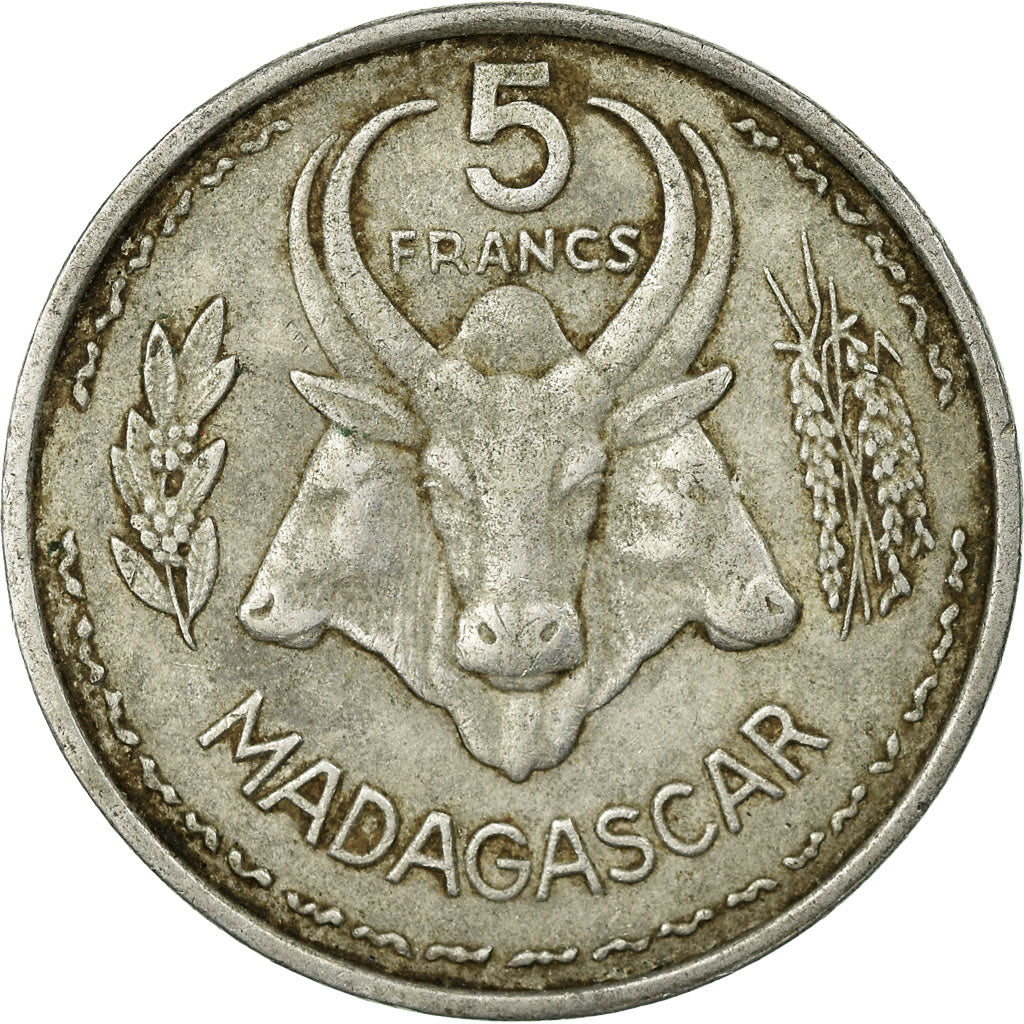Coin, Madagascar, 5 Francs, 1953, Paris, VF(30-35), Aluminum, KM:5